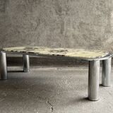 Italian marble and chrome coffee table, 1970s