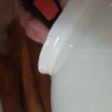 Pair of spherical lampshades in opaline.