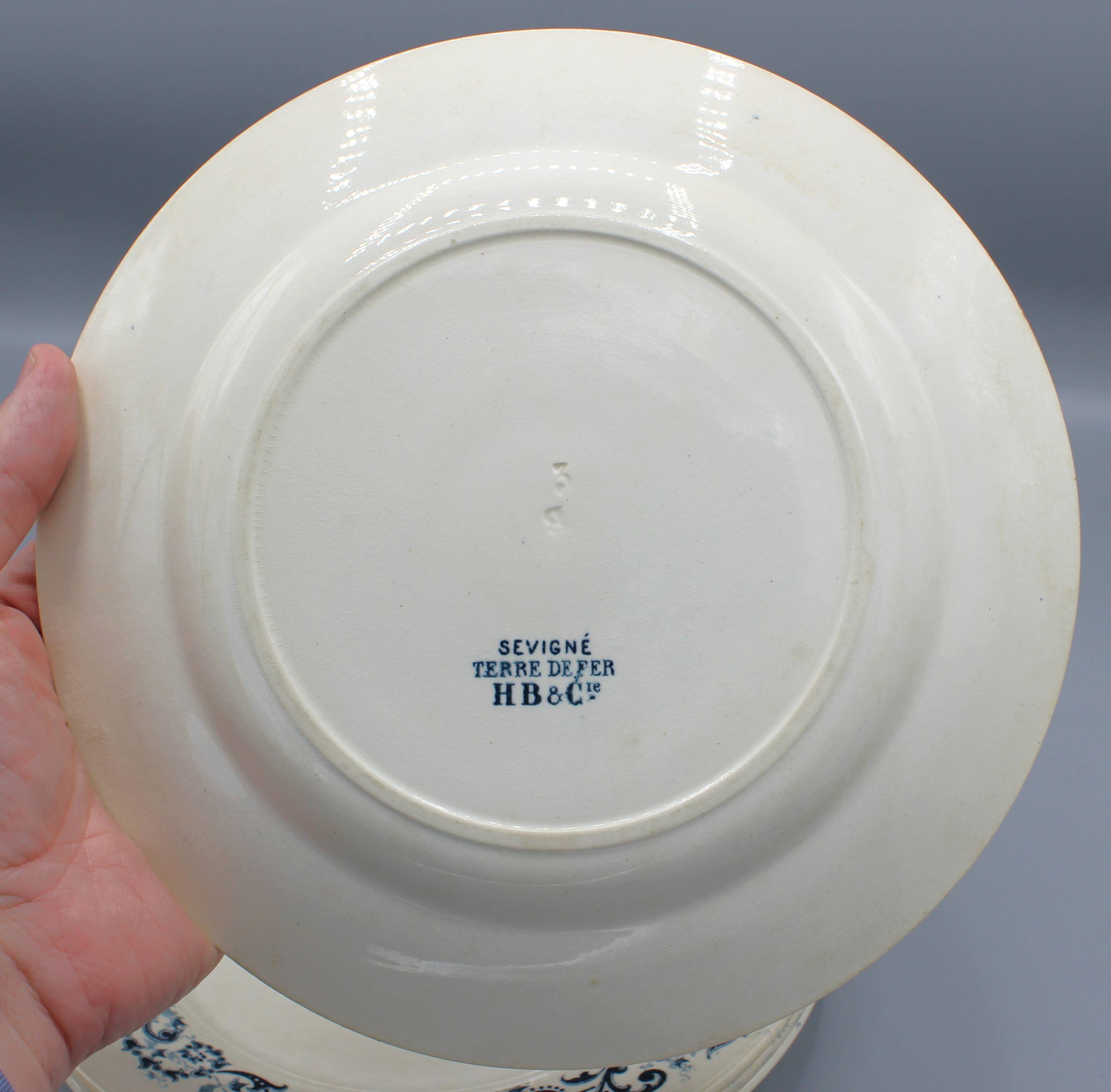 Lot 9 plate plates hb & cie earth of iron - sevigne 23 cm