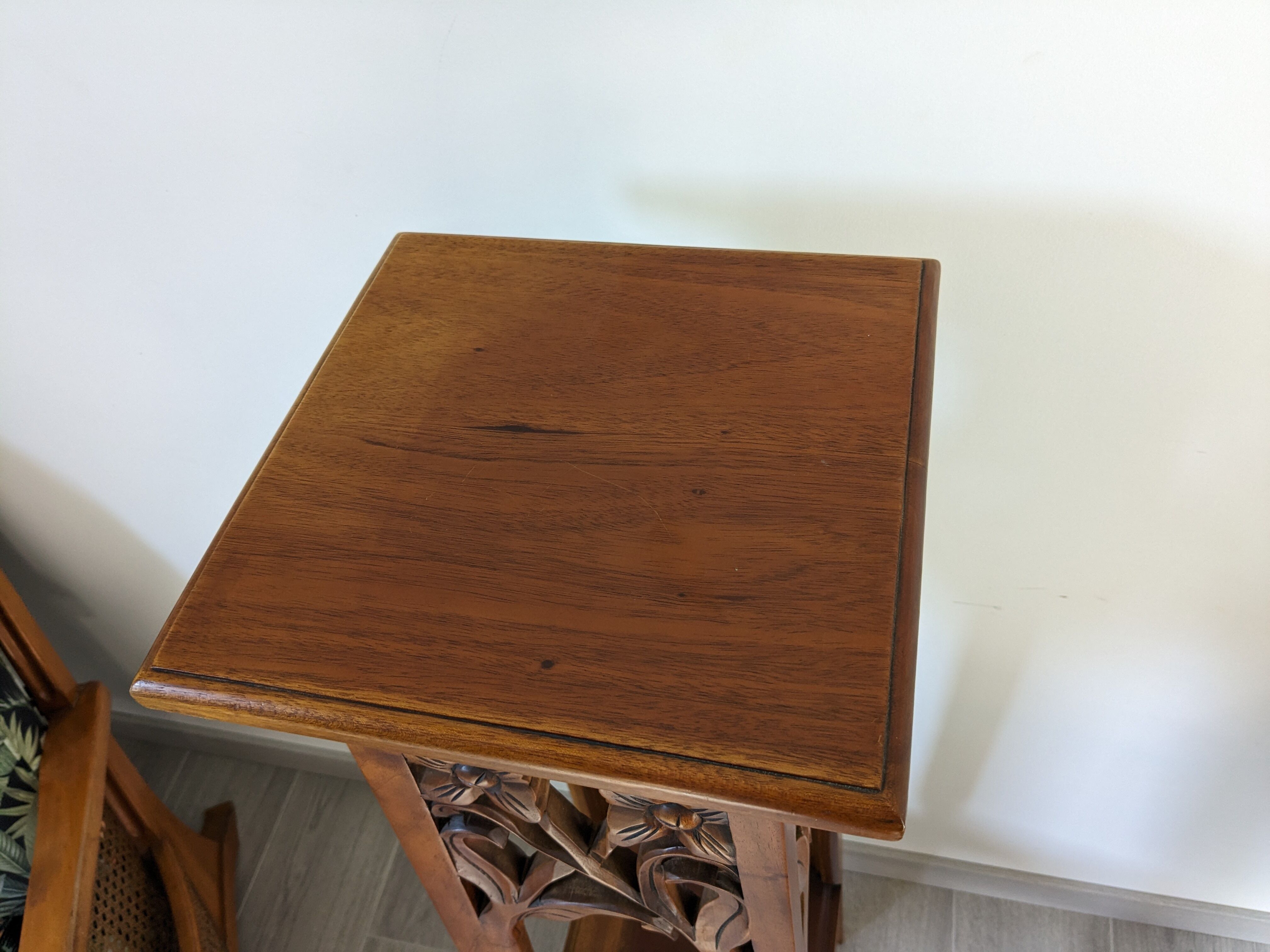 Art nouveau spirit side table in solid walnut