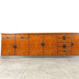 Vintage italian burl wood credenza, 1970s