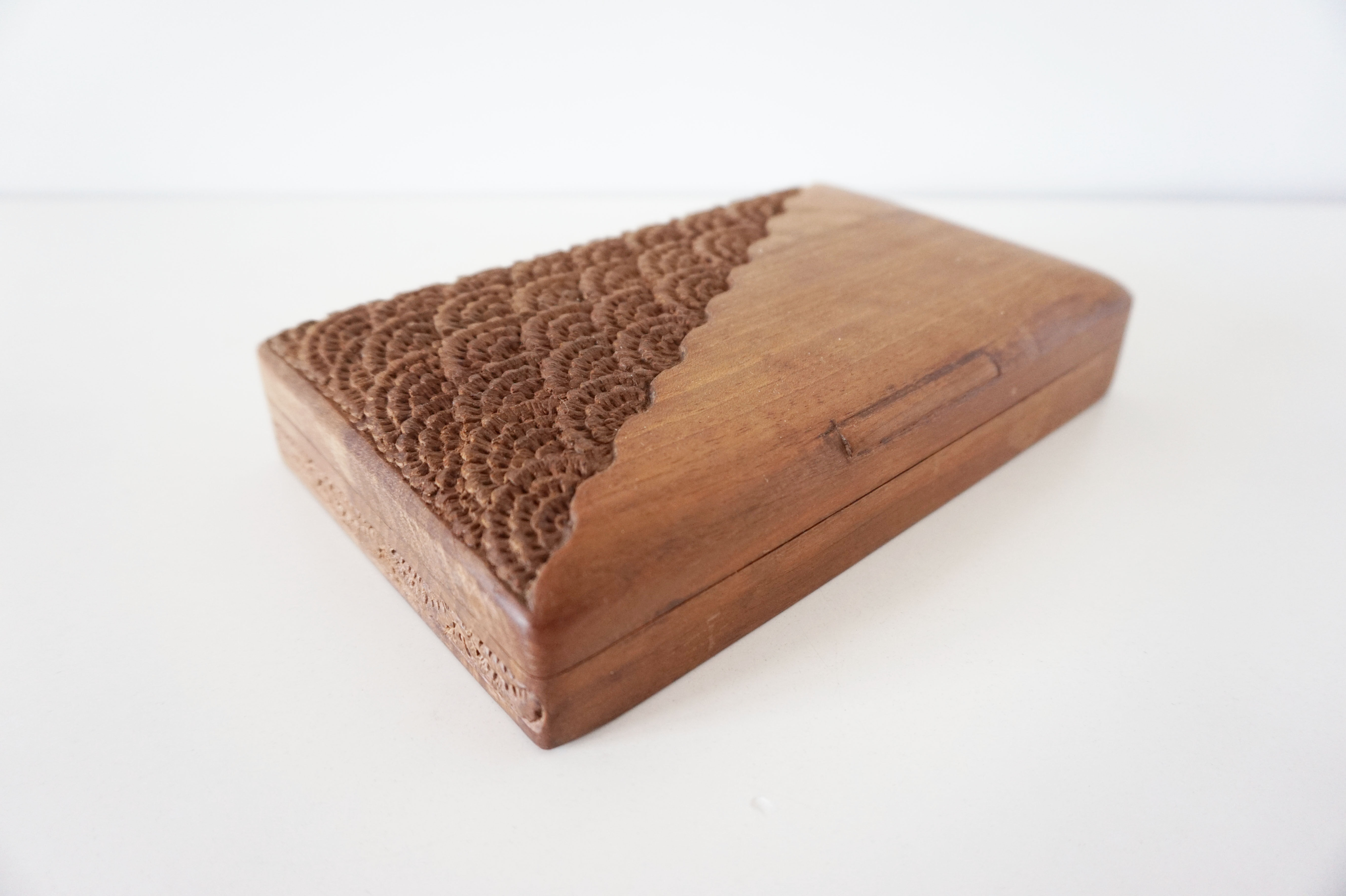 Antique chiseled wooden box