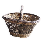 Panier ovale ancien en osier bicolore