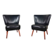 Pair of vintage club armchairs in black leatherette – 1950s