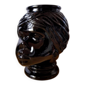 Vase ou cache pot tête de Maure en verre 1970
