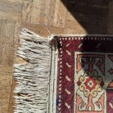 Shirvan urss oriental rug wool handmade rectangular 1940 burgundy and ecru with fringes 100% wool