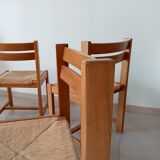 Set of 2 vintage chairs in solid elm and rush in the style of Regain/Asserbo.