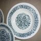 5 antique white and blue ceramic plates