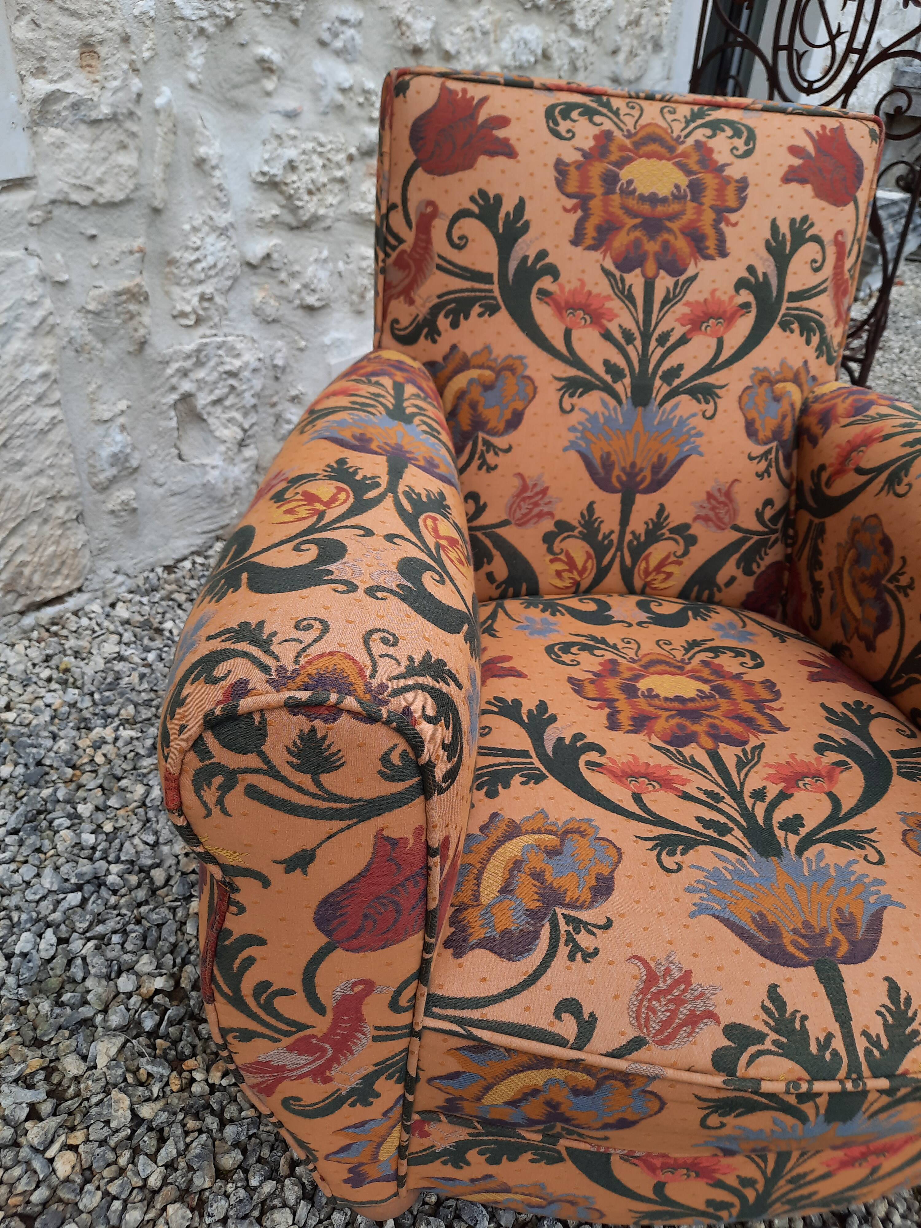 Club armchair fabric floral vintage baroque