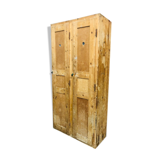Vestiaire antique en bois, 2 portes