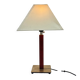 Vintage table lamp with a square wooden column and brushed steel base.