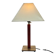Vintage table lamp with a square wooden column and brushed steel base.