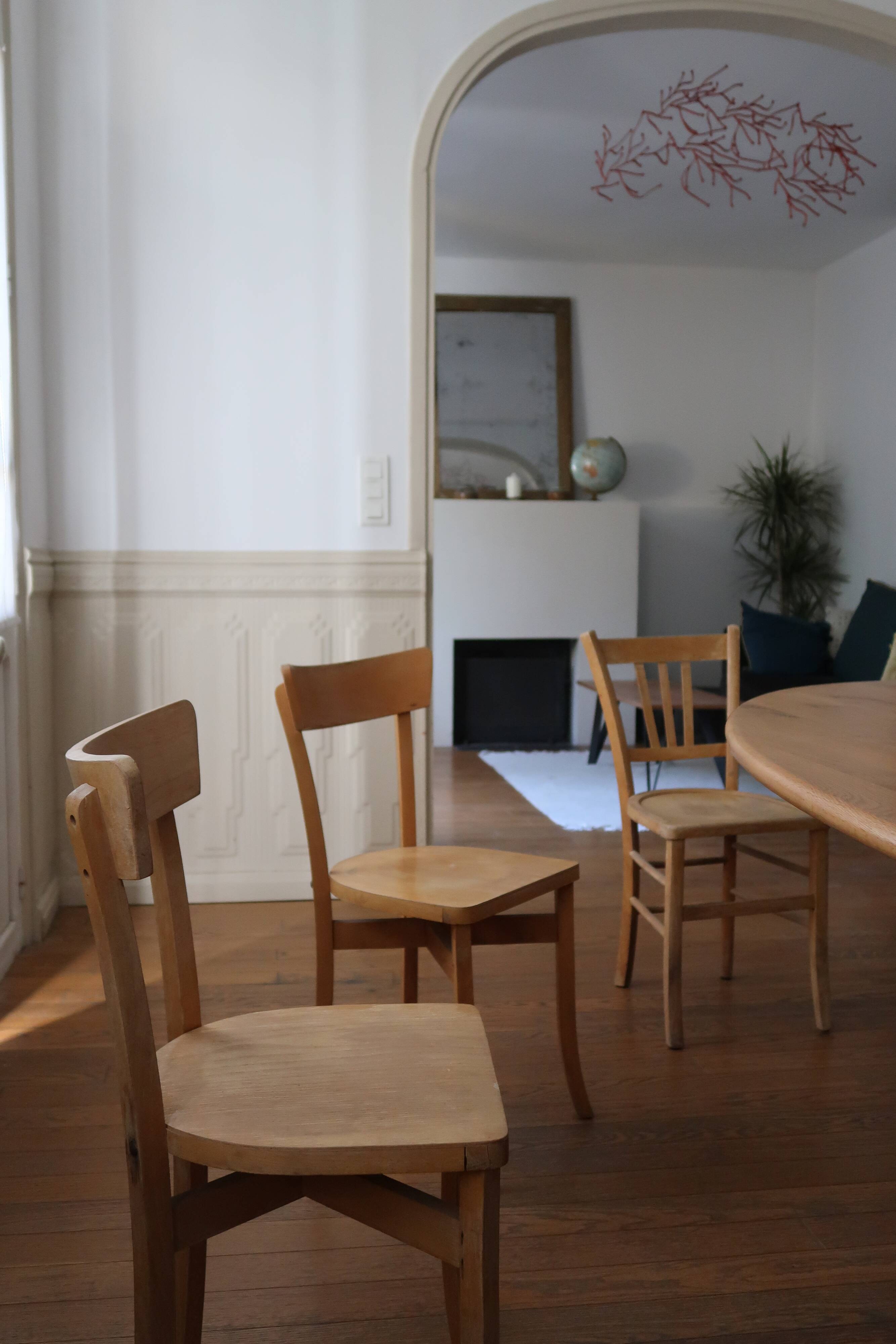 Set of 7 mismatched bistro chairs
