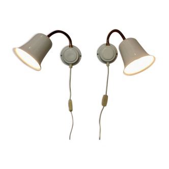 Pair of white wall lamps design 1950.