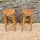 Paire de tabourets hauts en rotin et osier
