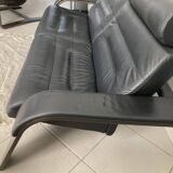 Black leather sofa Nova Roche Bobois