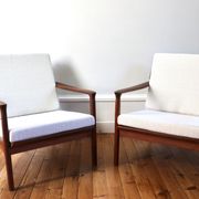 Pair of vintage Scandinavian teak armchairs from the 1960s.
