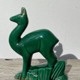Art Deco figurine of a green ceramic doe