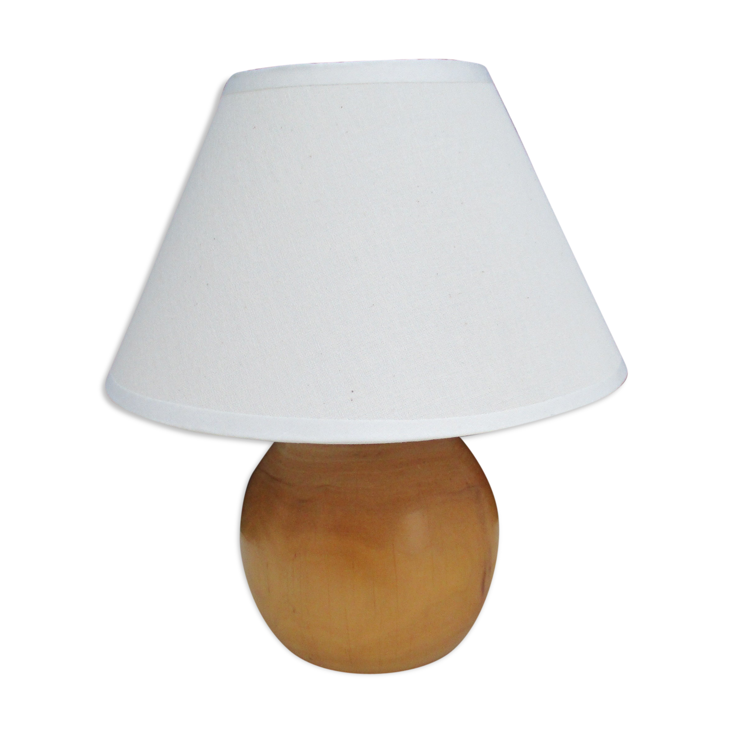 Lampe de table pied boule en bois