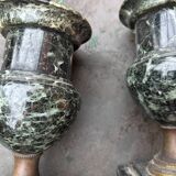 Pair of green marble vases