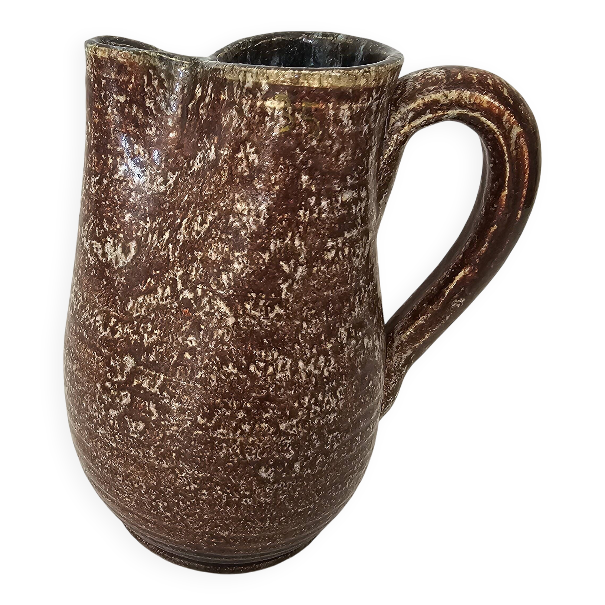 Glazed ceramic pitcher signed pictogram accolay - height 17cm