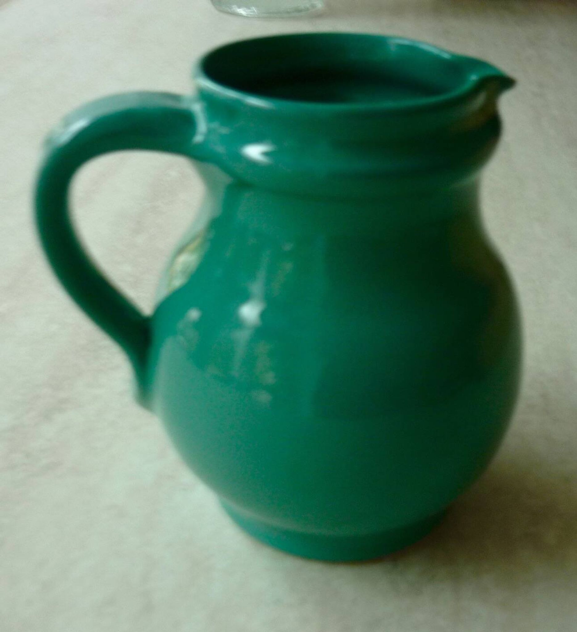 Green/duck blue ceramic milk jug