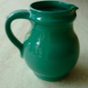 Green/duck blue ceramic milk jug