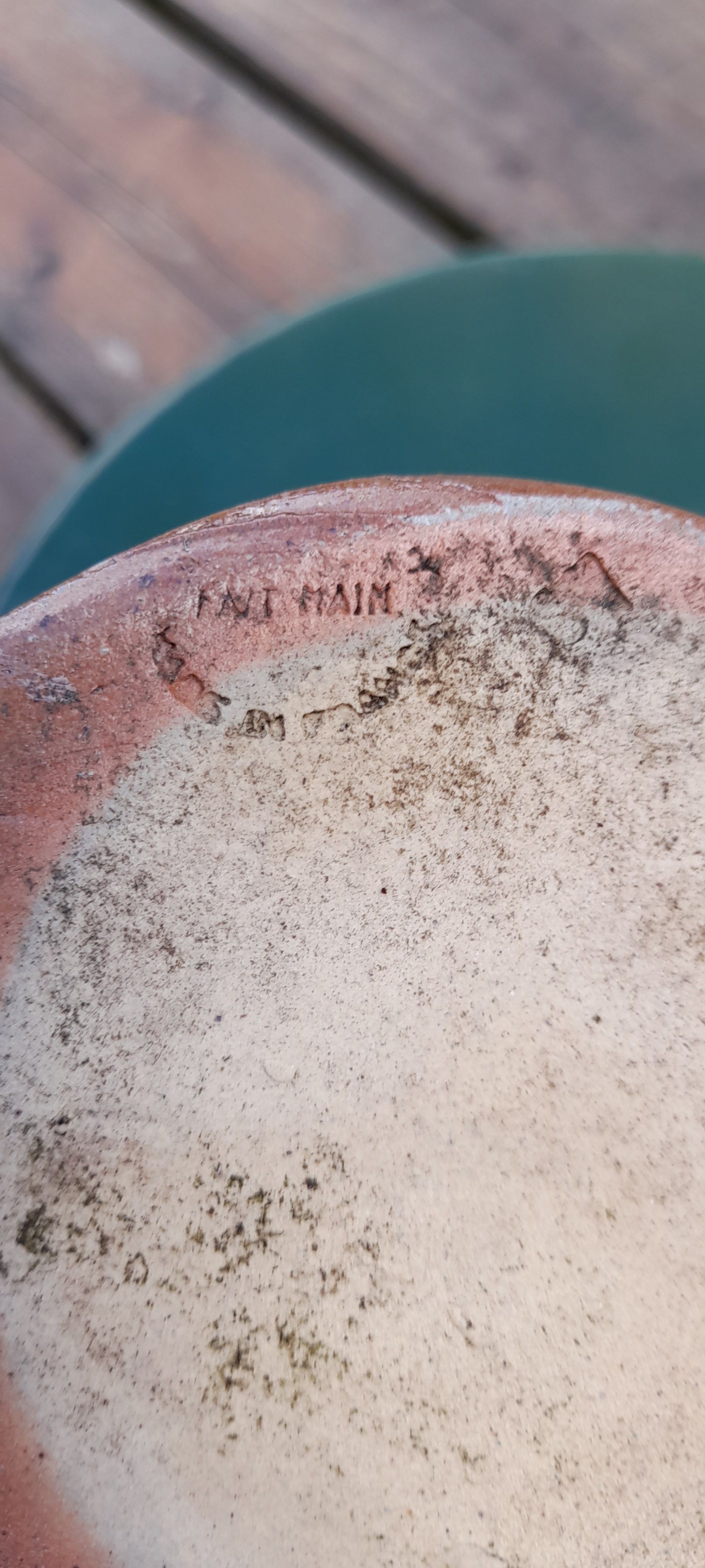 Large broc / pitcher (1l) in artisanal sandstone, very good condition signed sandstone from Bonny, France