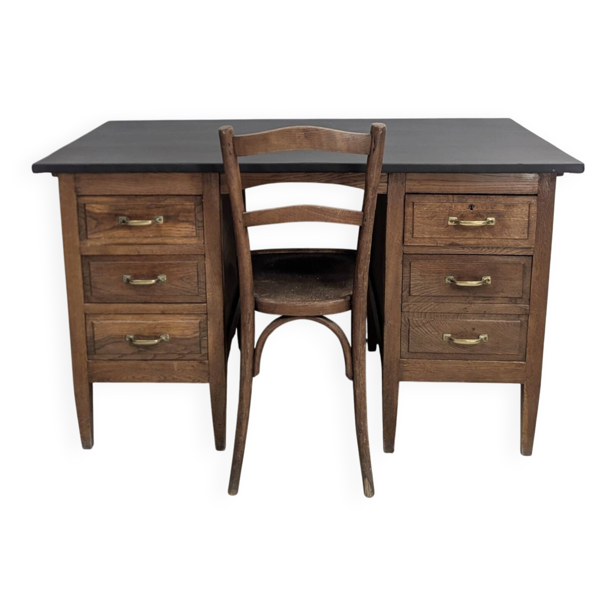 Bureau ministre XIXème et chaise en bois courbé 1940