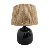 Vintage lamp in enamelled stoneware and jute rope