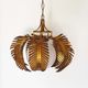 Gilt palm leaf and opaline glass pendant light by Hans Kögl