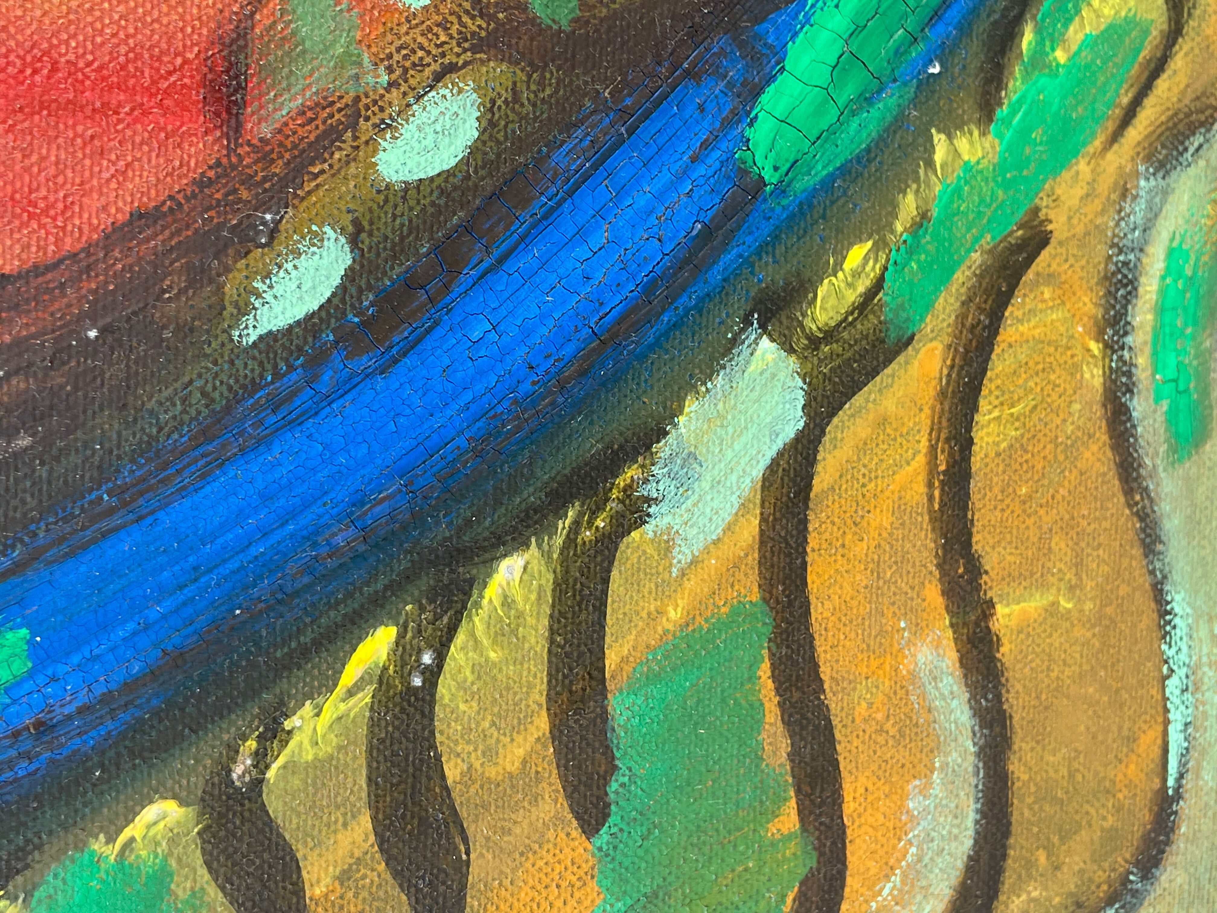 Tableau peinture composition abstraite moderne XXe