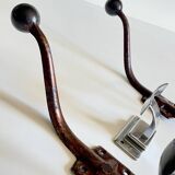 Set of 3 vintage patinated metal coat hooks