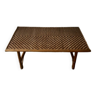 Rattan coffee table (70s)