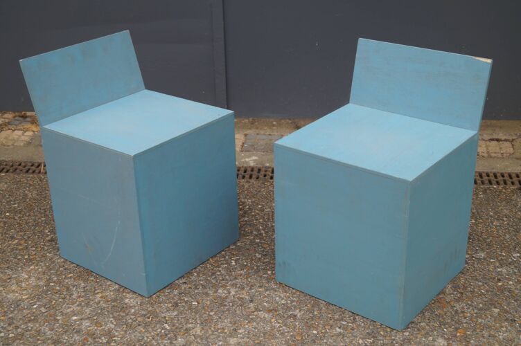 Paire de fauteuils en bois design 1980