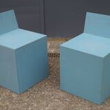 Pair of wooden armchairs design 1980
