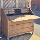 Antique drop-leaf secretary / solid raw oak counter