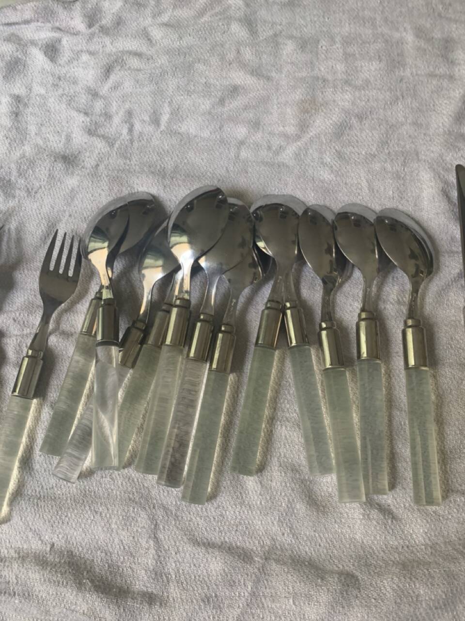 Set of plexiglass and stainless steel cutlery "Italy" from the 80s