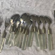 Set of plexiglass and stainless steel cutlery "Italy" from the 80s