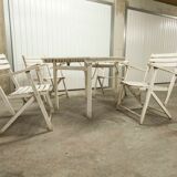 Garden furniture table and 4 armchairs 60's in its juice