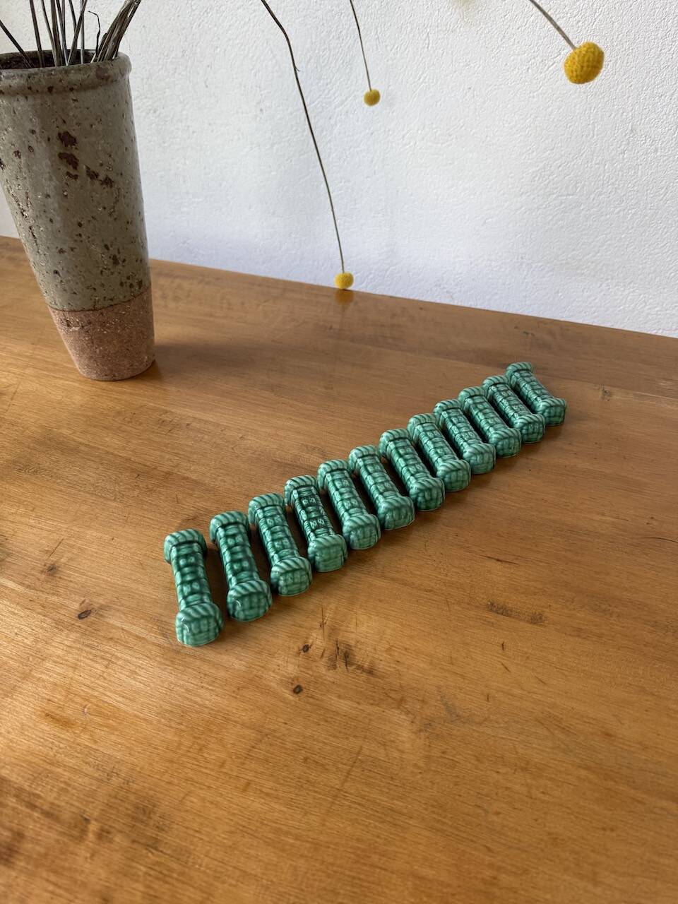 Vallauris green ceramic knife holder