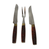 Set of meat service cutlery handle false deer antlers