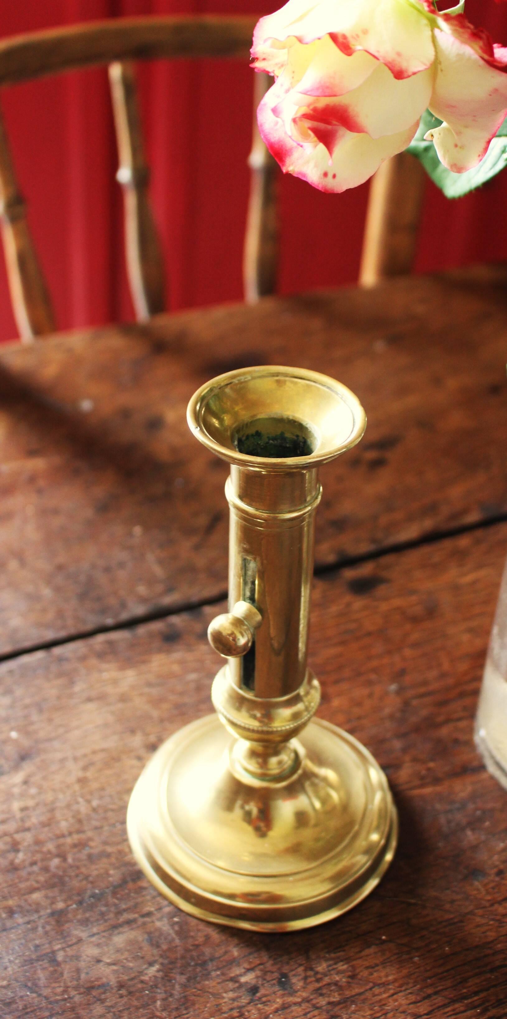 Brass torch candle holder push decor