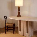 Oblong travertine dining table