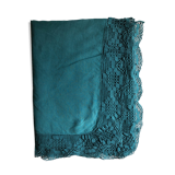 Old sheet in pure emerald green washed linen