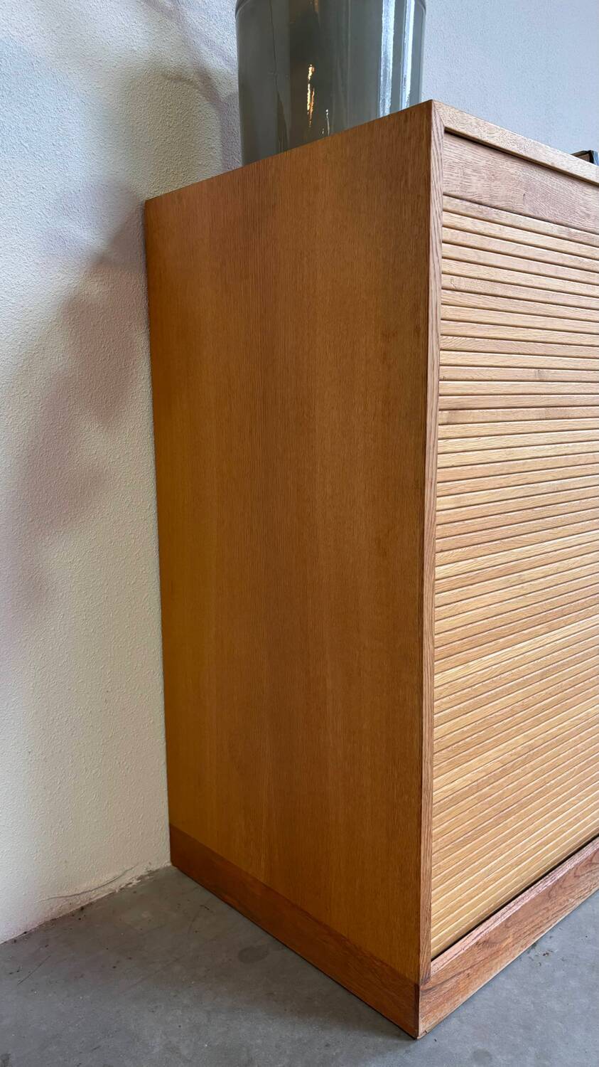 Vintage tambour cabinet - archive in oak