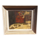 Signed Alphadery Painting – Doves in a Sunlit Courtyard, Antique Frame