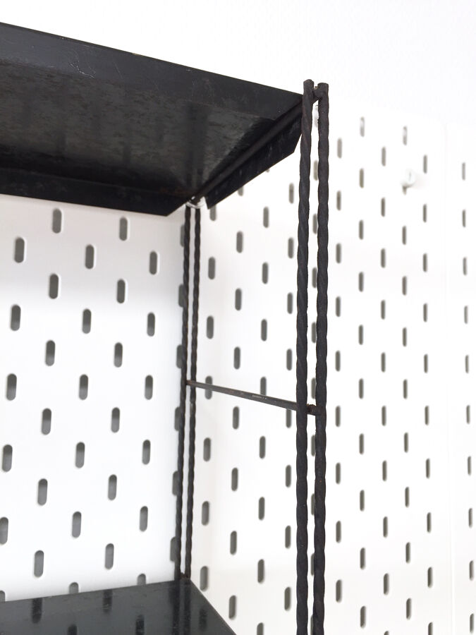 Black metal wall shelf, 1960