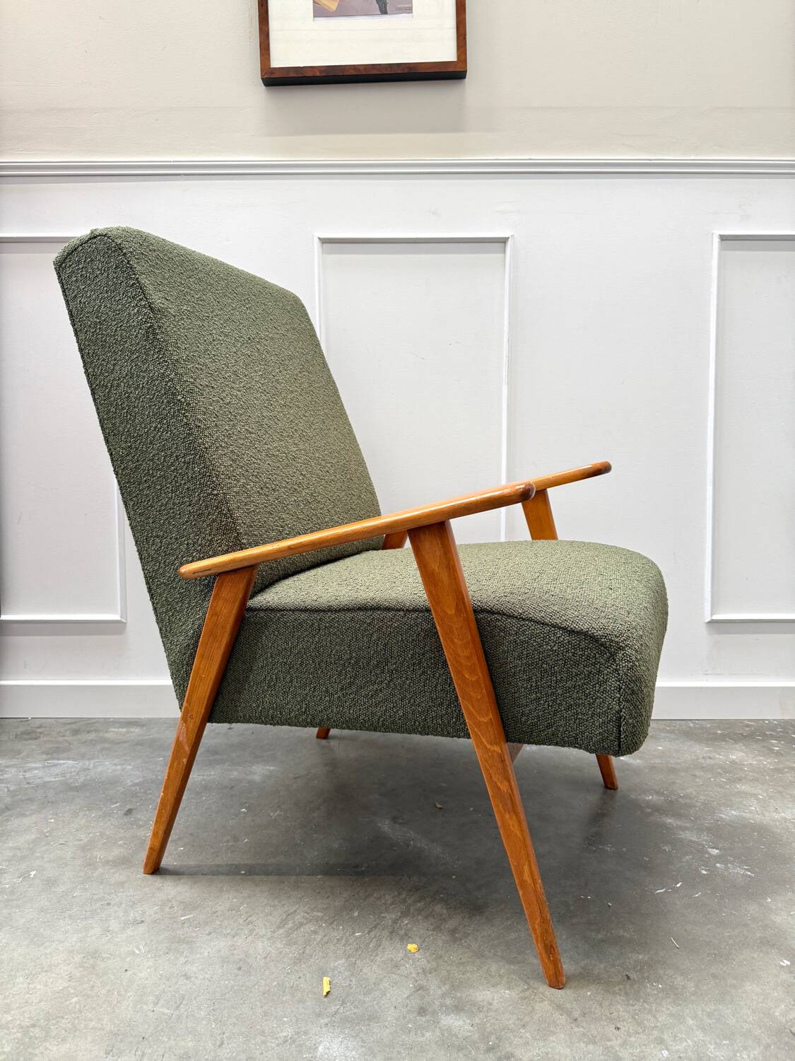 Scandinavian khaki armchair
