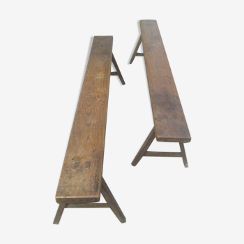 Oak benches (pair)